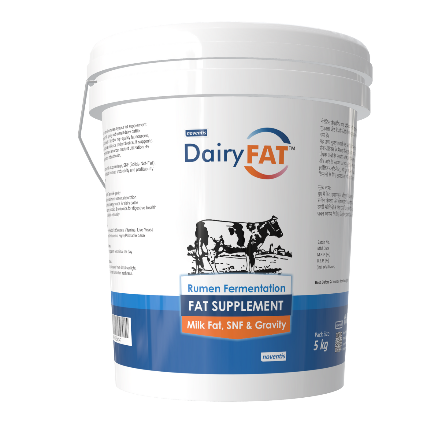 Noventis Dairyfat – Rumen-Bypass Fat Supplement for Dairy Cattle | Boosts Milk Fat %, SNF, Milk Gravity & Yield | Energy-Rich Formula with Vitamins, Prebiotics, Probiotics & Live Yeast Culture