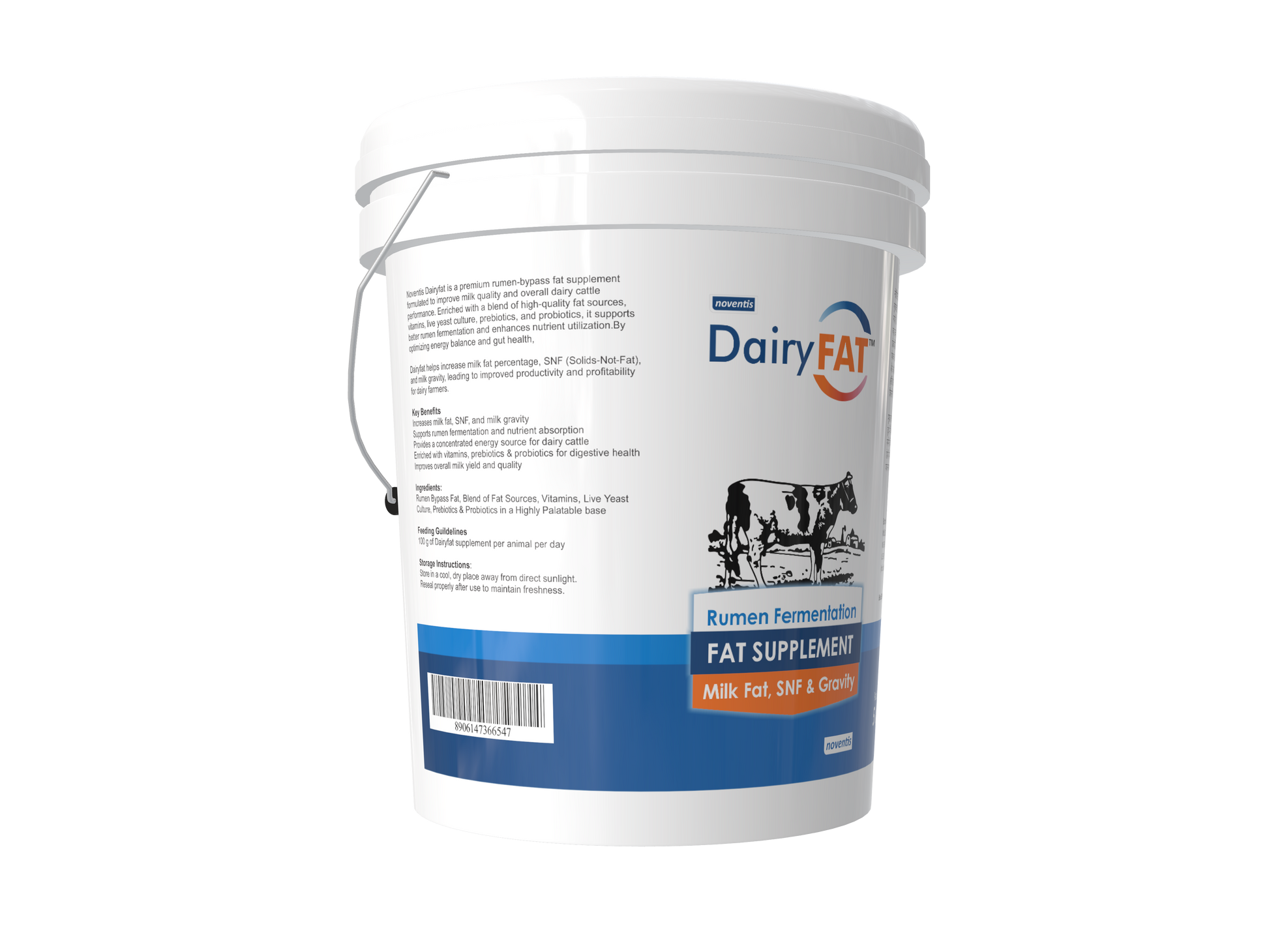 Noventis Dairyfat – Rumen-Bypass Fat Supplement for Dairy Cattle | Boosts Milk Fat %, SNF, Milk Gravity & Yield | Energy-Rich Formula with Vitamins, Prebiotics, Probiotics & Live Yeast Culture