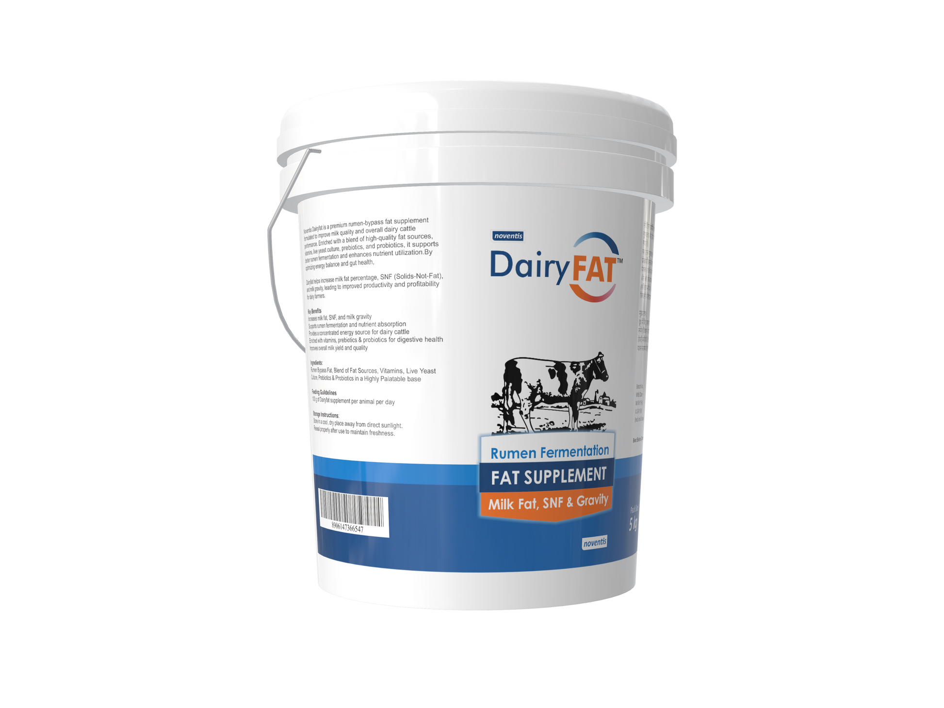 Noventis Dairyfat – Rumen-Bypass Fat Supplement for Dairy Cattle | Boosts Milk Fat %, SNF, Milk Gravity & Yield | Energy-Rich Formula with Vitamins, Prebiotics, Probiotics & Live Yeast Culture