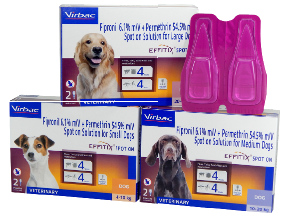 Virbac EFFITIX® Topical Anti Flea and Tick Spot on for Dogs, 2 pipettes