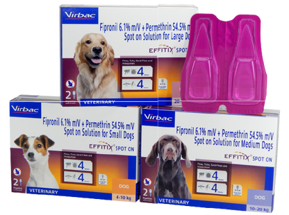 Virbac EFFITIX Topical Anti Flea and Tick Spot on for Dogs 2 pipettes