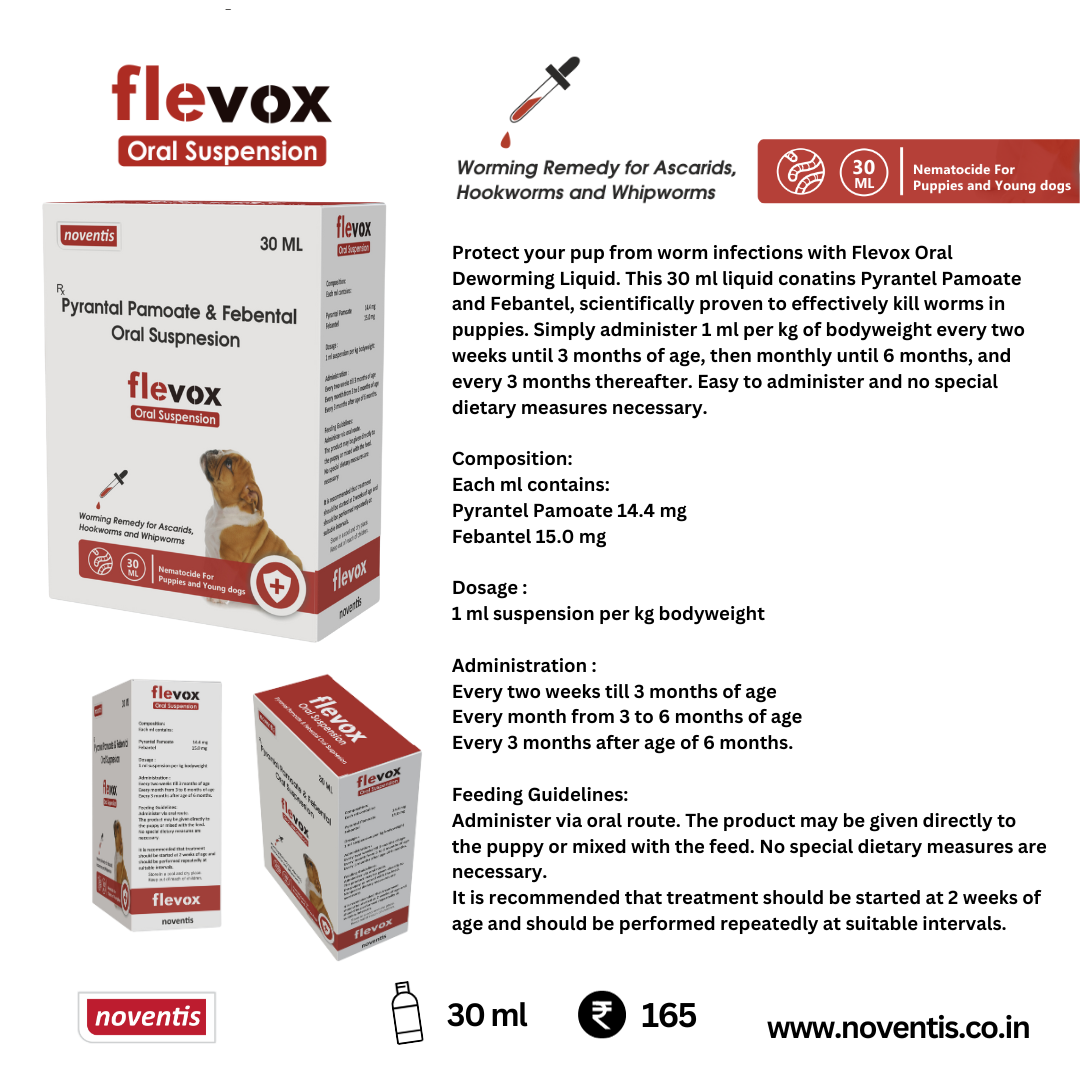 Flevox Oral Deworming Liquid for pups, 30 ml