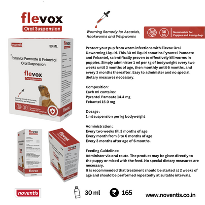 Flevox Oral Deworming Liquid for pups, 30 ml