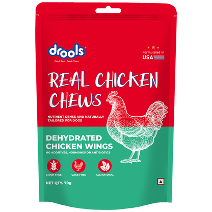 Drools Dehydrated Real Chicken Wing Chews Treat for Dogs