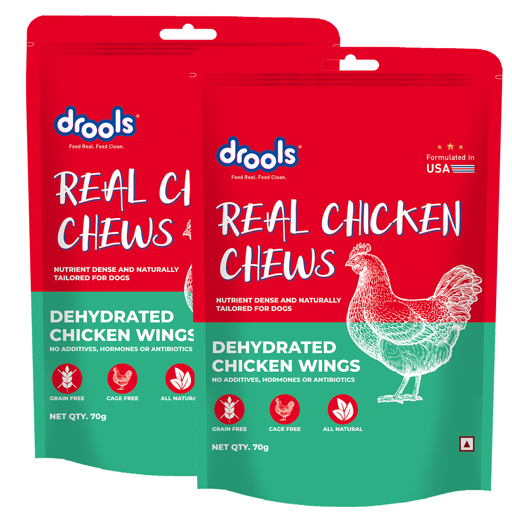 Drools Dehydrated Real Chicken Wing Chews Treat for Dogs