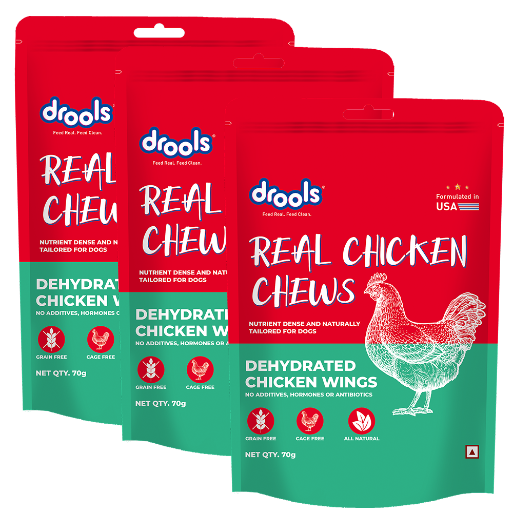 Drools Dehydrated Real Chicken Wing Chews Treat for Dogs