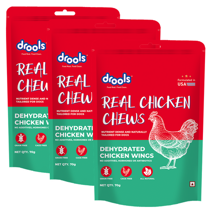 Drools Dehydrated Real Chicken Wing Chews Treat for Dogs