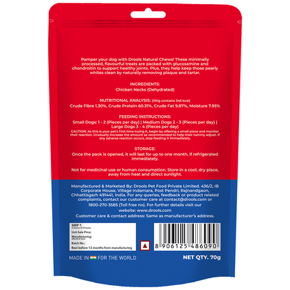 Drools Dehydrated Real Chicken Necks Chews Treat for Dogs