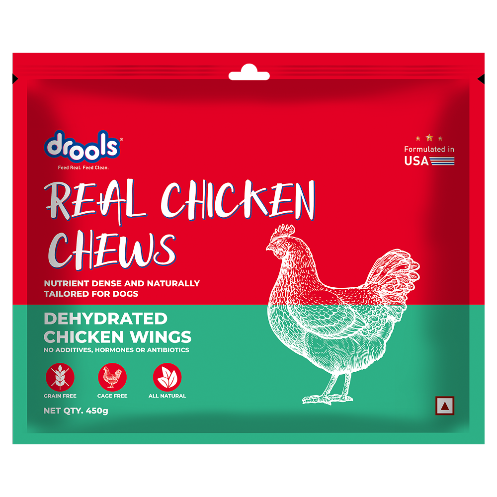 Drools Dehydrated Real Chicken Wing Chews Treat for Dogs