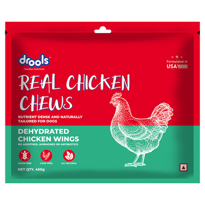 Drools Dehydrated Real Chicken Wing Chews Treat for Dogs