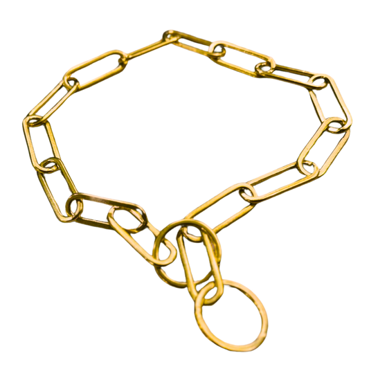PETCENTRAL® Brass Long Link Pressed Choke Chain for Dog Training