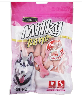 Goodies Milky Bone Strawberry Dog Treats - S(25pcs)