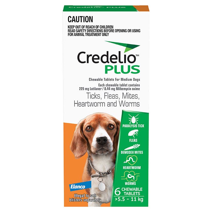 Elanco Credelio Plus Chewable Tablets for Dogs | Flea, Tick, Worm & Heartworm Protection | 3 Tabs (3 Months Supply)
