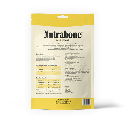 Nutrabone Mango & Chicken Dog Treat 100gm