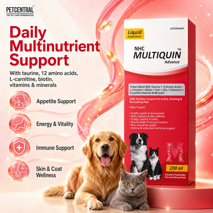 Ostoquin Maxx + NHC Multiquin Advance Daily Nutrition Combo for Dogs & Cats | Bone & Mineral + Multivitamin, Amino Acids & Taurine | Sugar-Free Liquid | 200 ml Each | Pack of 2
