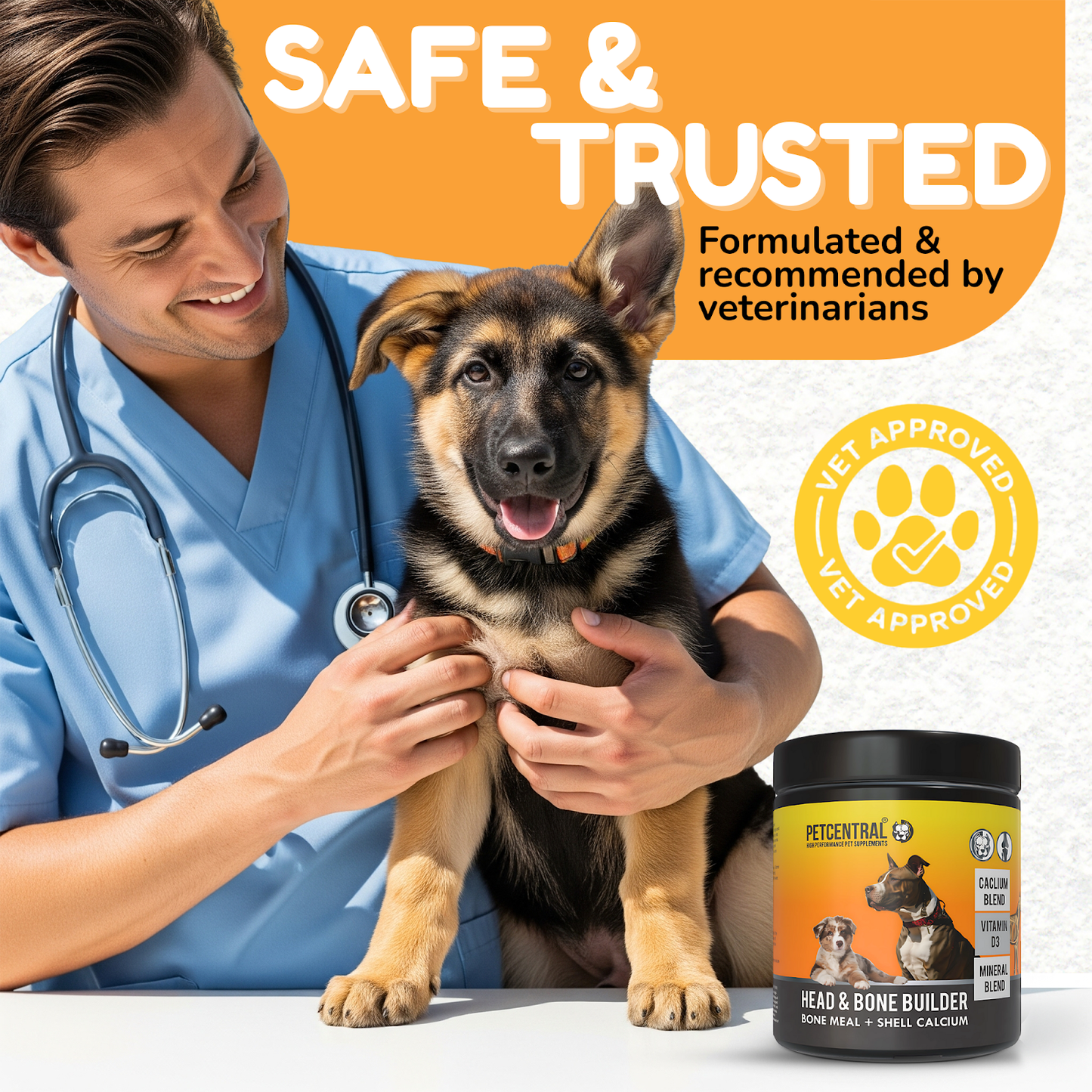 PETCENTRAL® Head & Bone Builder – Calcium & Mineral Supplement for Dogs