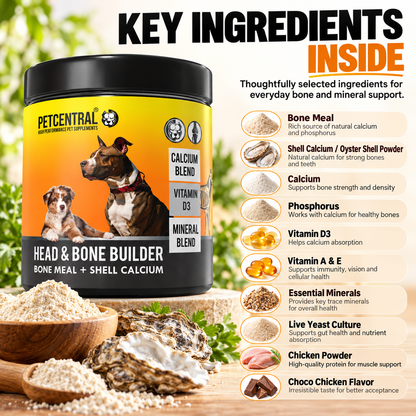 PETCENTRAL® Head & Bone Builder – Calcium & Mineral Supplement for Dogs