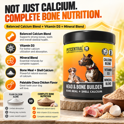 PETCENTRAL® Head & Bone Builder – Calcium & Mineral Supplement for Dogs