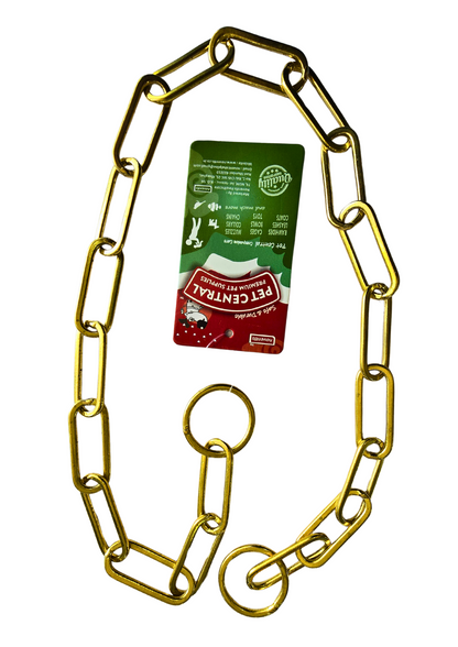 PETCENTRAL® Brass Long Link Pressed Choke Chain for Dog Training