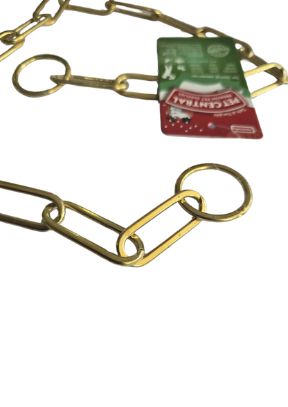 PETCENTRAL® Brass Long Link Pressed Choke Chain for Dog Training