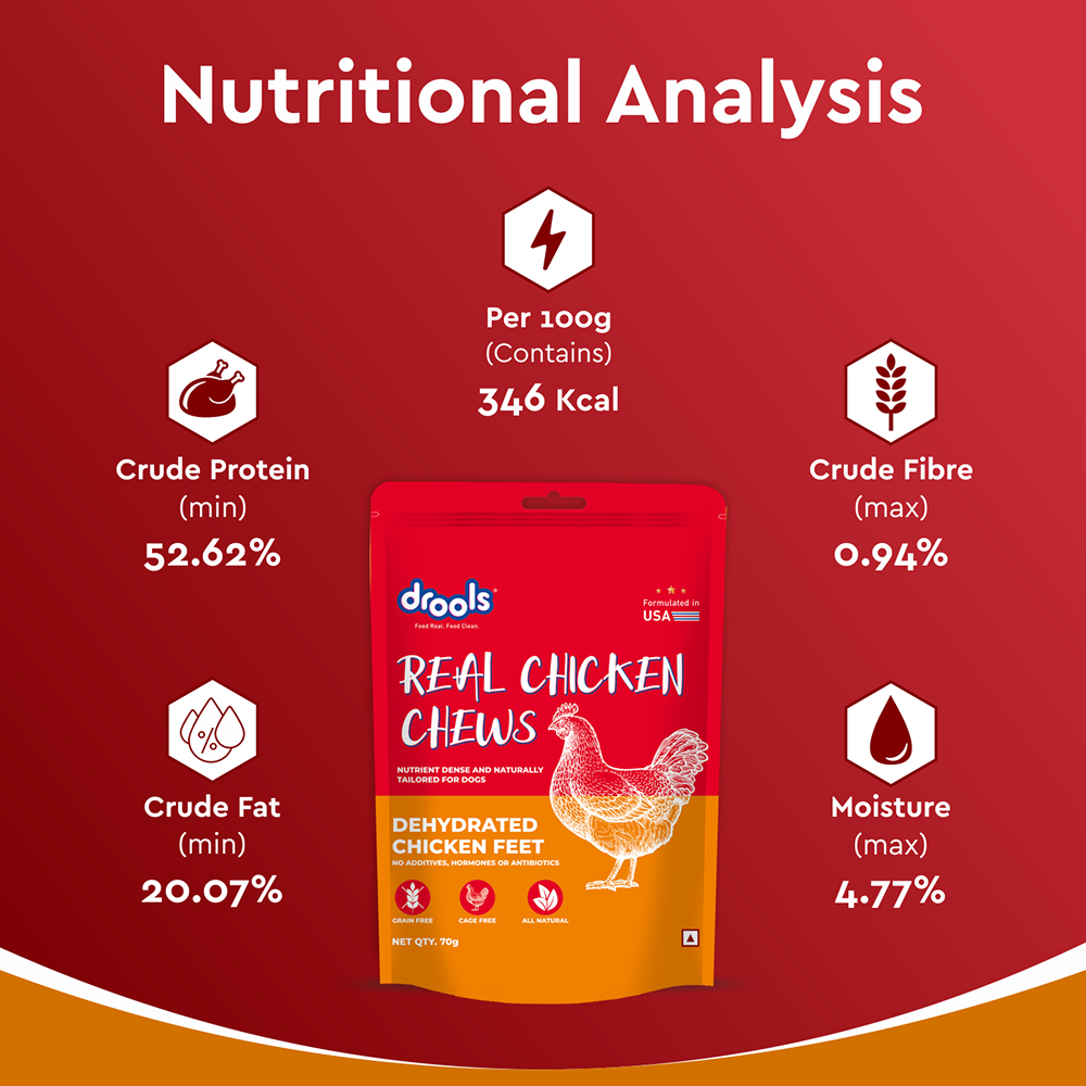 Drools Dehydrated Real Chicken Feet Chews Treat for Dogs