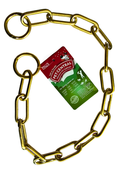 PETCENTRAL Brass Long Link Choke Chain for Dogs Pet Central