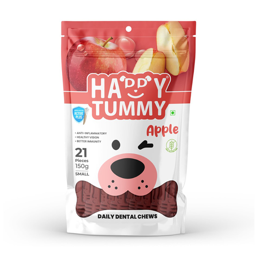 Happy Tummy Apple Flavour Treats For Dogs (21Pc) | Daily Dental Chew for Dogs | Smarty Pet Products