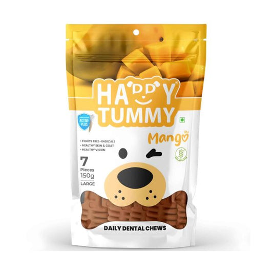 Happy Tummy Daily Dental Chews For Dogs | Mango Flavour (7pcs) | Smartypet