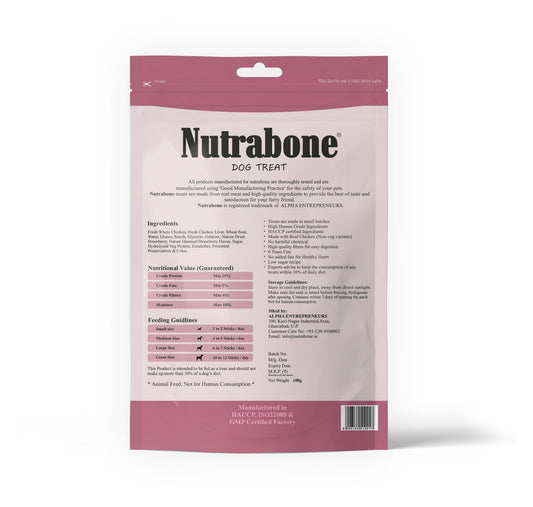 Nutrabone Strawberry & Chicken Dog Treat 100gm
