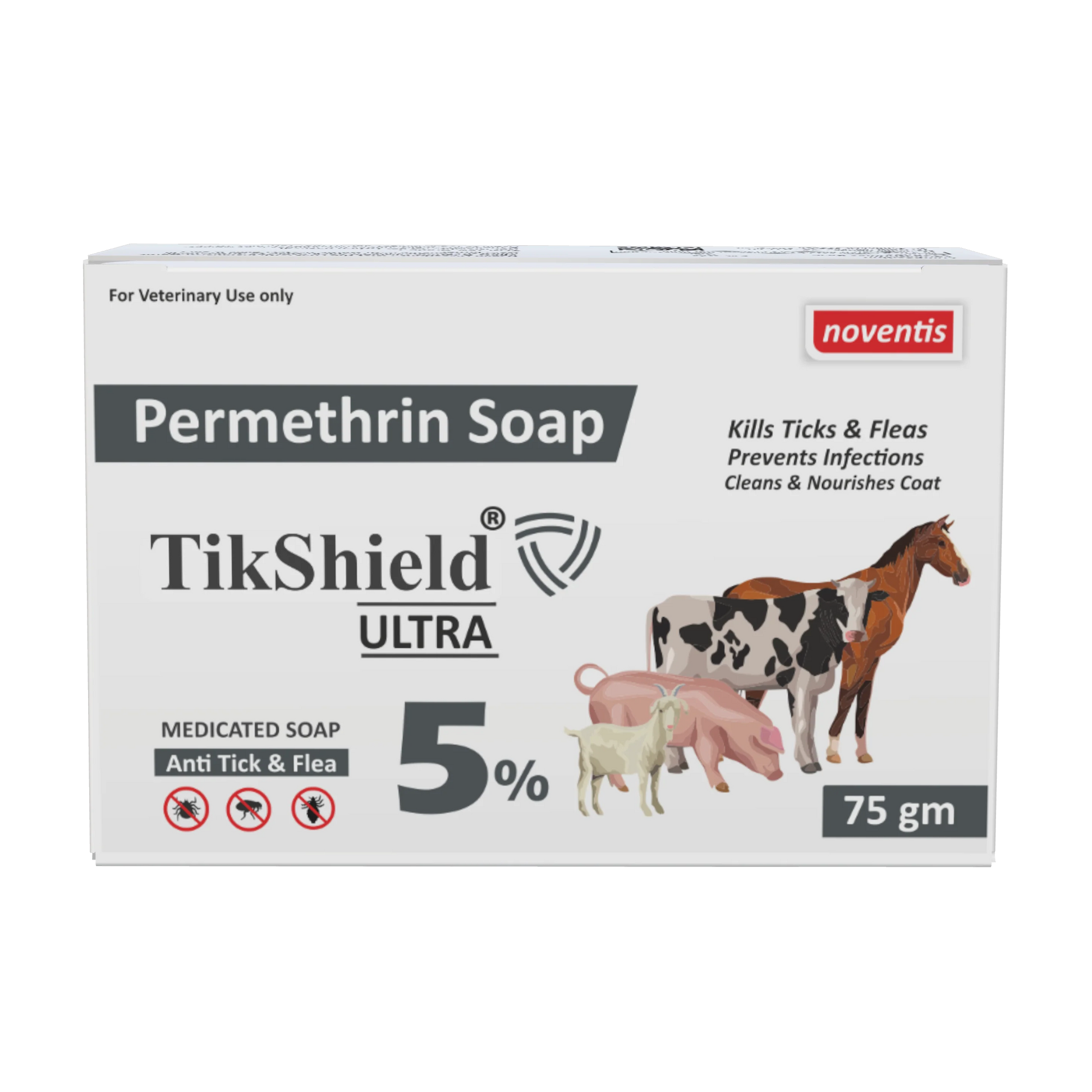 Tikshield ® Permethrin 5 % Soap for Dog, Horses, Cattle & Livestock - Eliminate Ticks, Fleas and Lice