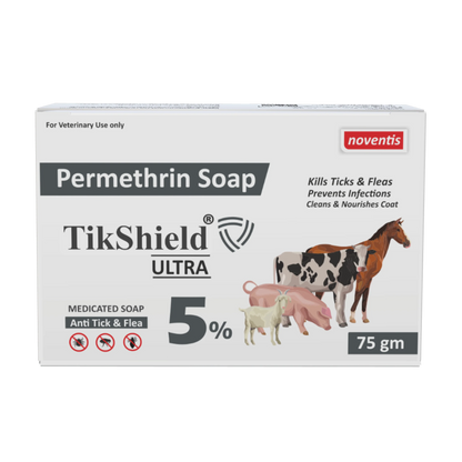 Tikshield ® Permethrin 5 % Soap for Dog, Horses, Cattle & Livestock - Eliminate Ticks, Fleas and Lice