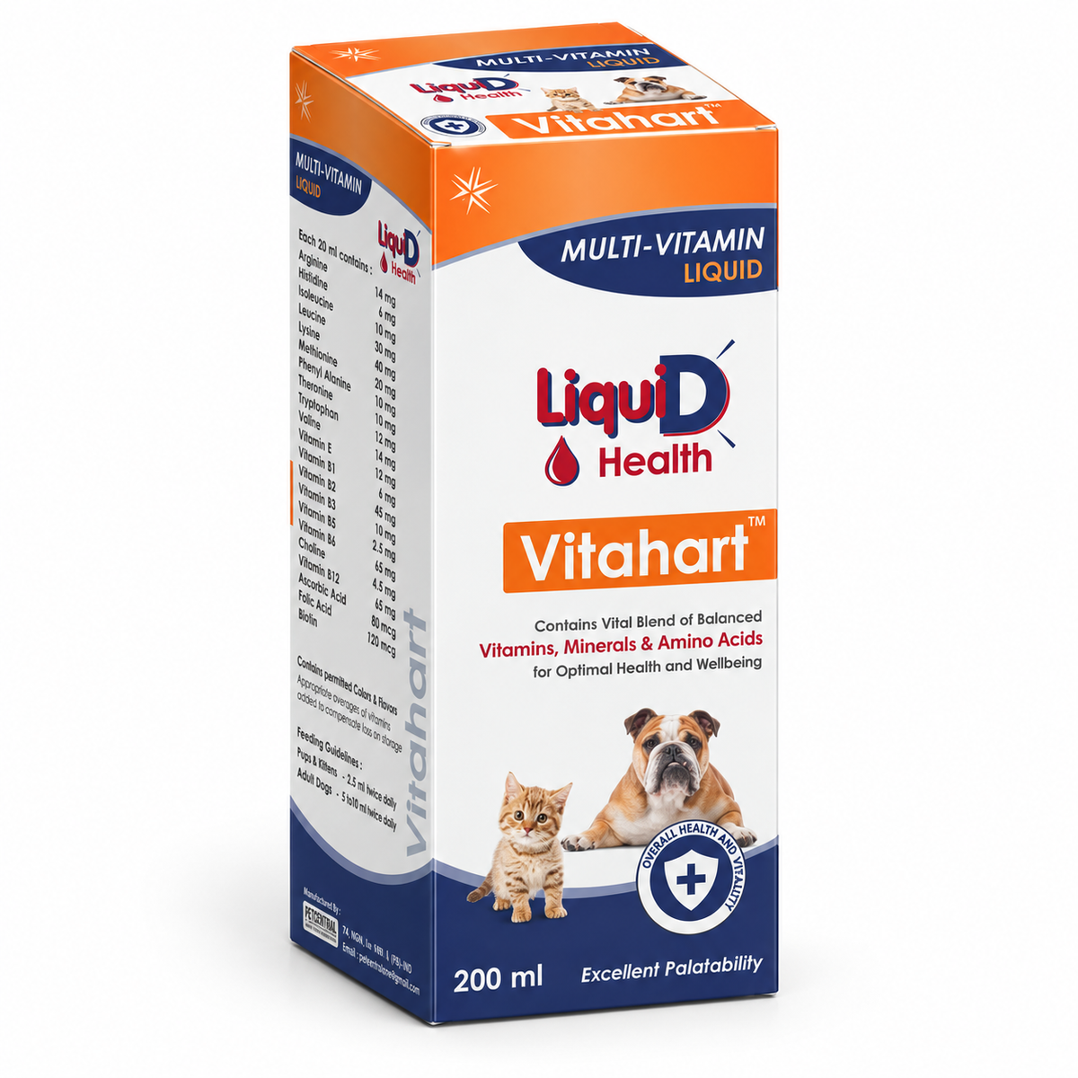 Vitahart Multivitamin Liquid for Dogs & Cats | Daily Vitamin, Mineral & Amino Acid Supplement | 200 ml