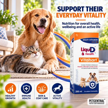 Vitahart Multivitamin Liquid for Dogs & Cats | Daily Vitamin, Mineral & Amino Acid Supplement | 200 ml