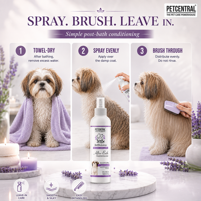 Sense Botanics After Bath Leave-In Conditioning Spray for Dogs & Cats | Detangles, Softens & Adds Shine | Coconut Oil, Aloe Vera, Silk Protein & Vitamin E | No-Rinse Formula | 200 ml