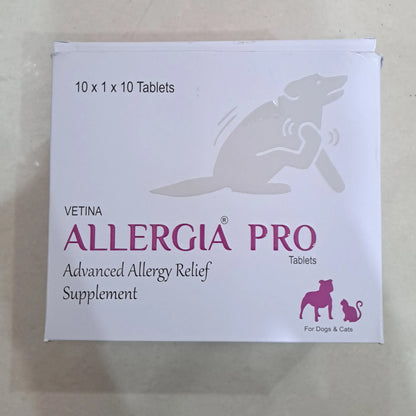 Vetina Allergia Pro Allergy Relief Tablet for Dogs & Cats | Quercetin, Omega-3, Vitamins A C E | 30 Tablets