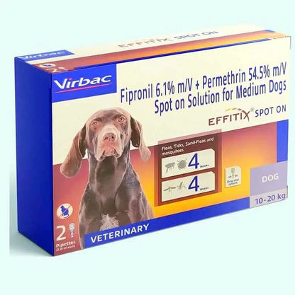 Virbac EFFITIX® Topical Anti Flea and Tick Spot on for Dogs, 2 pipettes