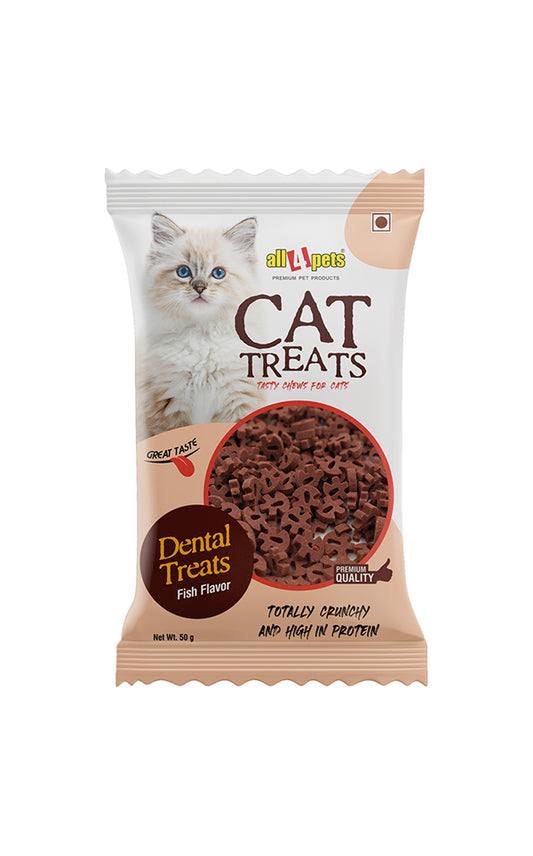 ALL4PETS DENTAL TREAT FOR CATS – FISH 50 GM (PACK OF 2)