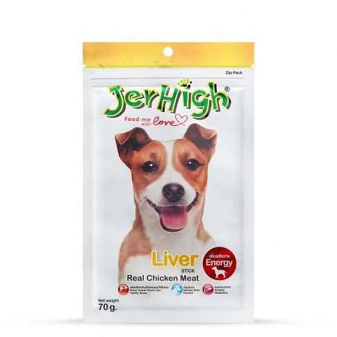Jerhigh Meaty Liver Stick dog treat 70 gm in resealable pack with real chicken meat and liver flavor