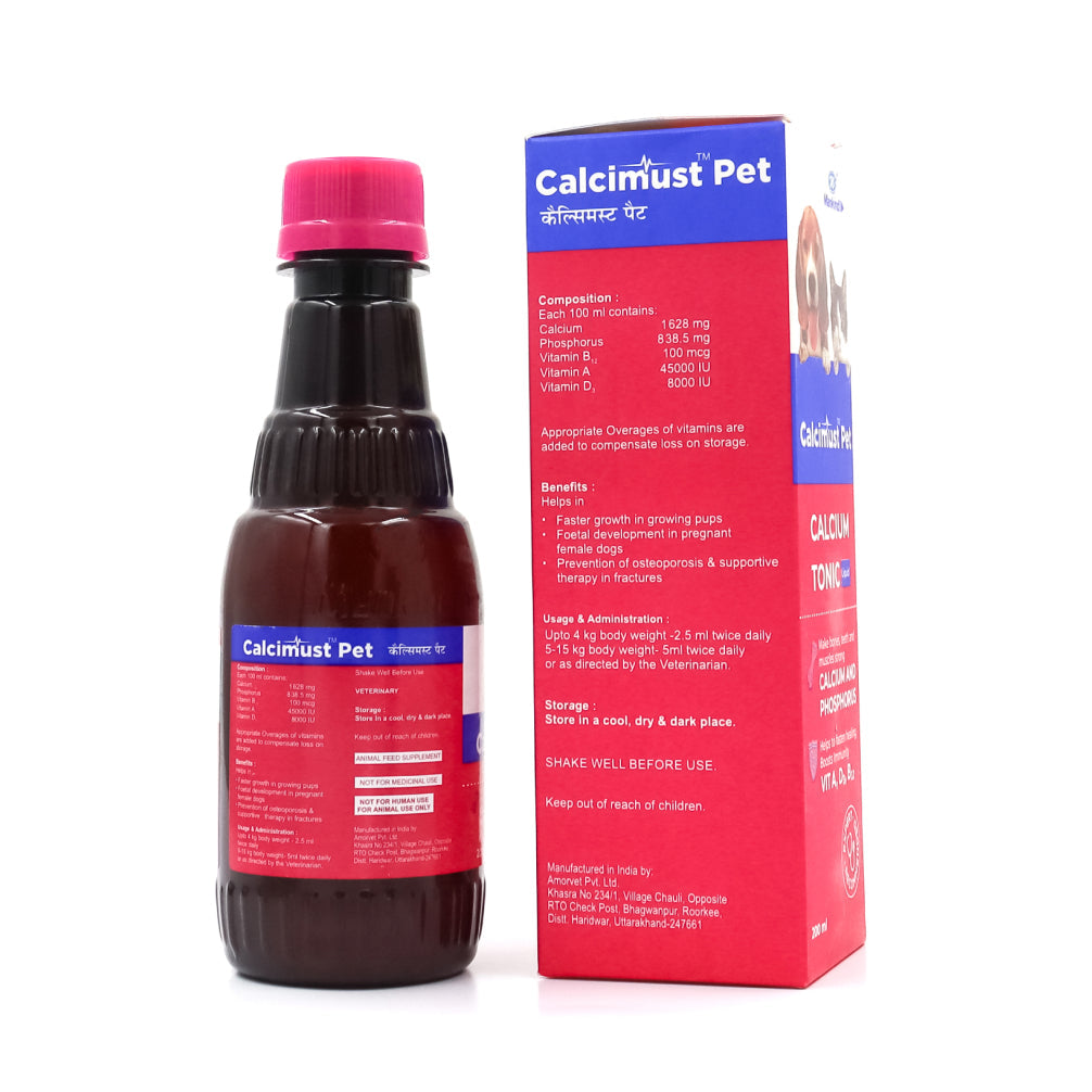 Mankind Calcimust Syrup Calcium Supplement for Dogs and Cats (200ml)