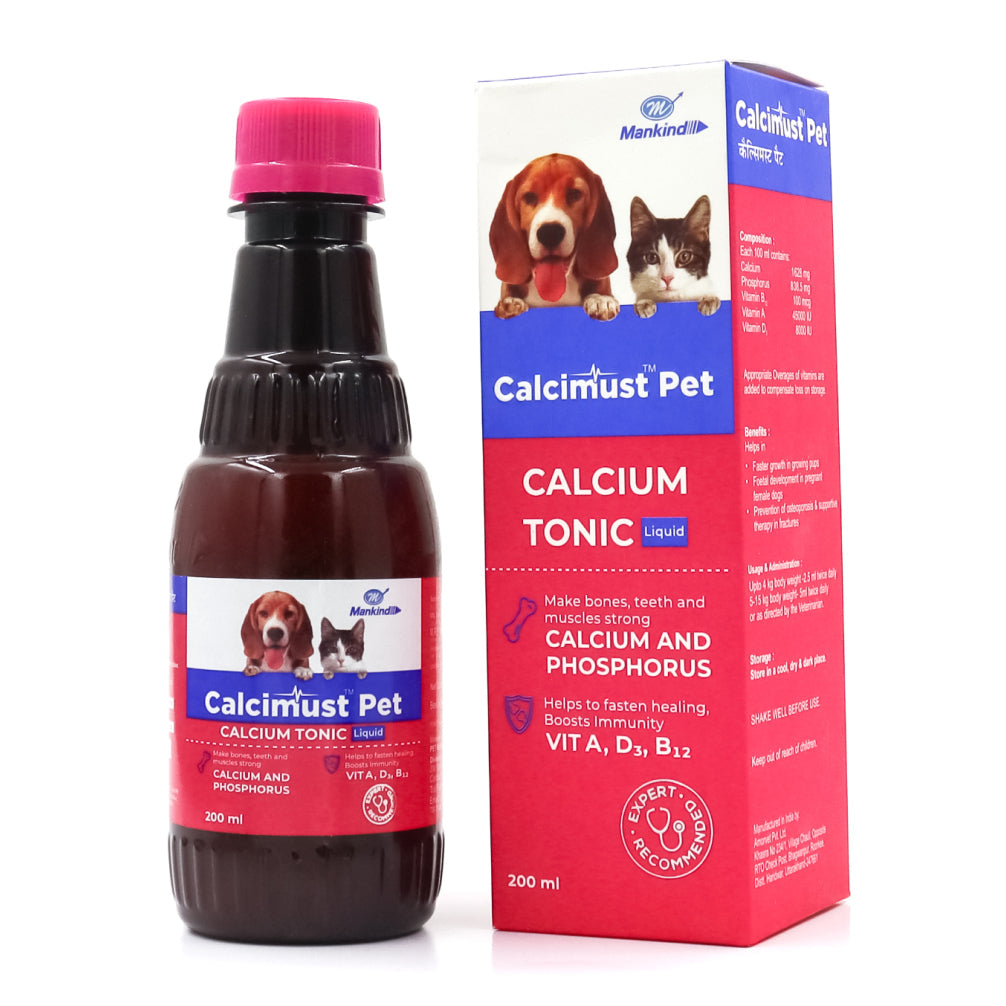 Mankind Calcimust Syrup Calcium Supplement for Dogs and Cats (200ml)