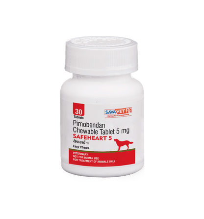 Sava Safeheart 5mg Pimobendan Chewable Tablets for Dogs – 30 Tablets | Cardiac Support for CHF, DCM & MMVD