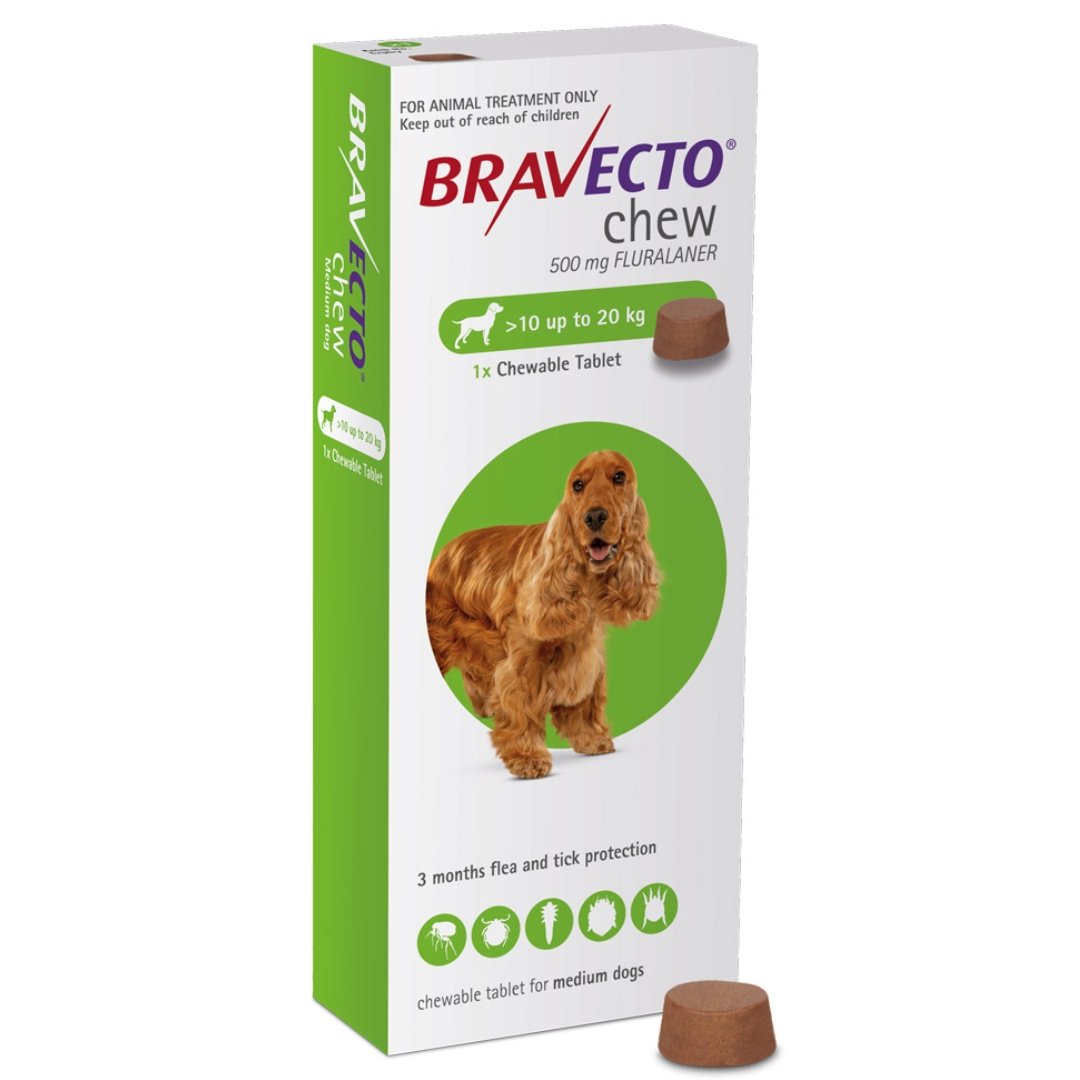 Bravecto 500mg TABLET for Medium Dogs 10-20kg - Pet Central