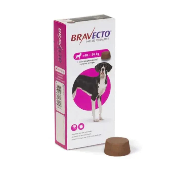 Bravecto 1400mg tablet for giant dogs 40-56kg with effective flea and tick protection