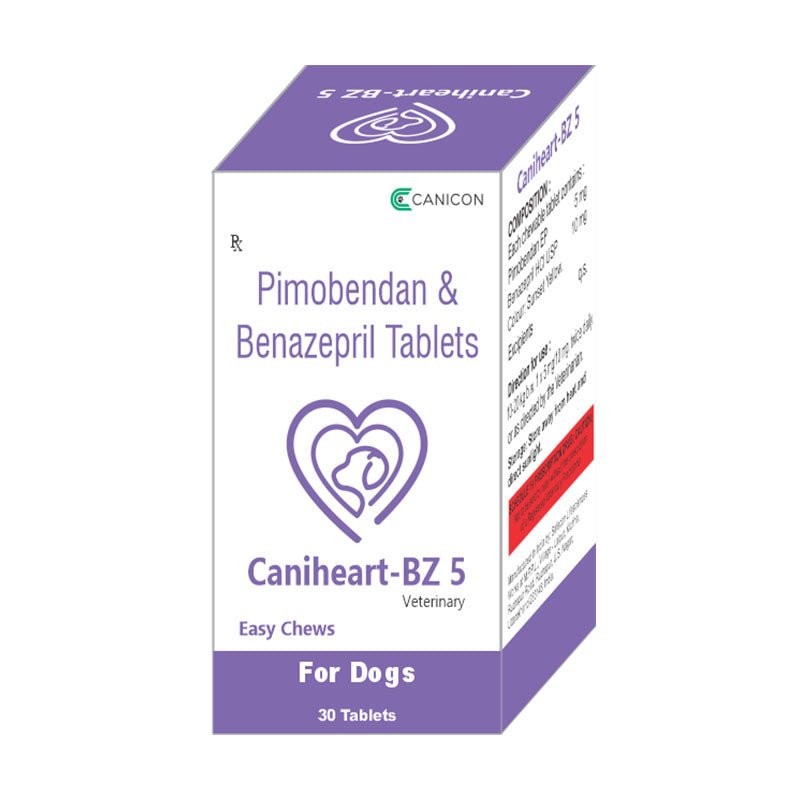 Caniheart-BZ 5 veterinary tablets for dogs protecting heart from congestive heart failure.