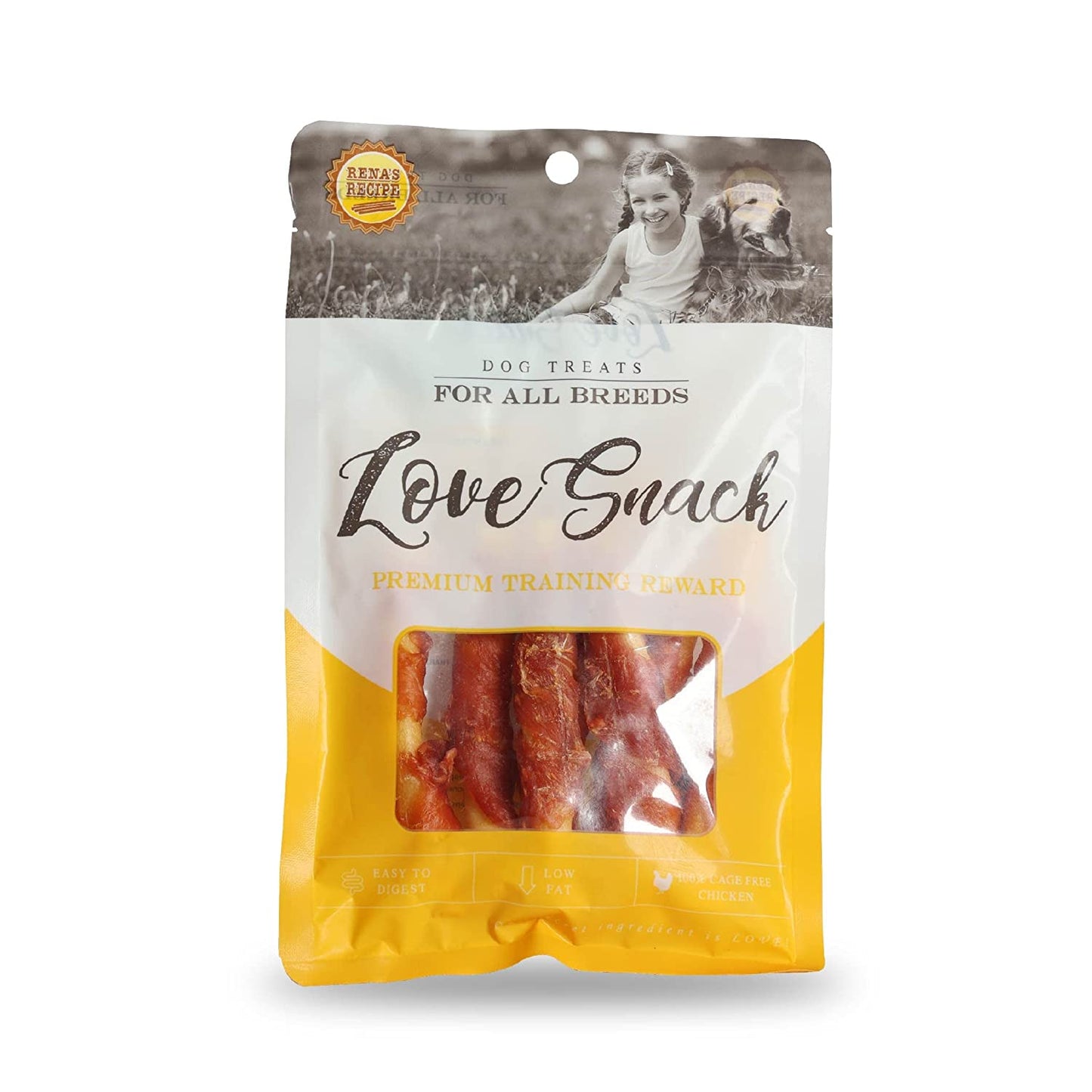 Rena's Love Snack Chicken Wings, for All Dog Breed, Easy to Digest, Low in Fat, 100% Cage Free Chicken, Rich in Protein, No Artificial Flavors, Rawhide Free, 150g (Pack of 2) - Pet Central