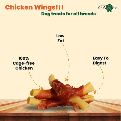 Rena's Love Snack Chicken Wings, for All Dog Breed, Easy to Digest, Low in Fat, 100% Cage Free Chicken, Rich in Protein, No Artificial Flavors, Rawhide Free, 150g (Pack of 2) - Pet Central