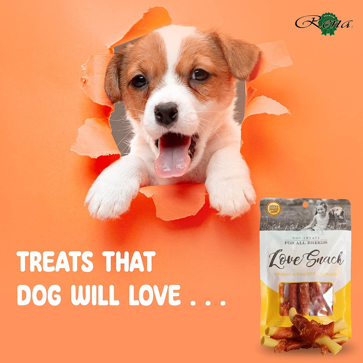 Rena's Love Snack Chicken Wings, for All Dog Breed, Easy to Digest, Low in Fat, 100% Cage Free Chicken, Rich in Protein, No Artificial Flavors, Rawhide Free, 150g (Pack of 2) - Pet Central