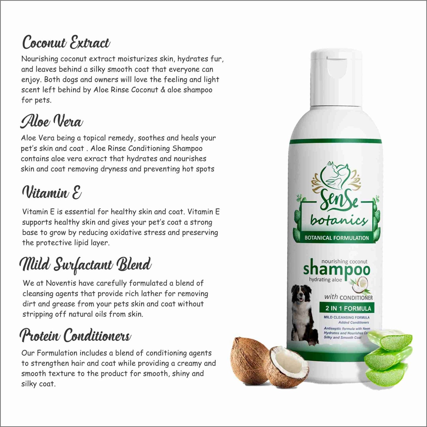 Sense Botanics™ Nourishing Coconut & Aloe Shampoo 200 ml - Pet Central